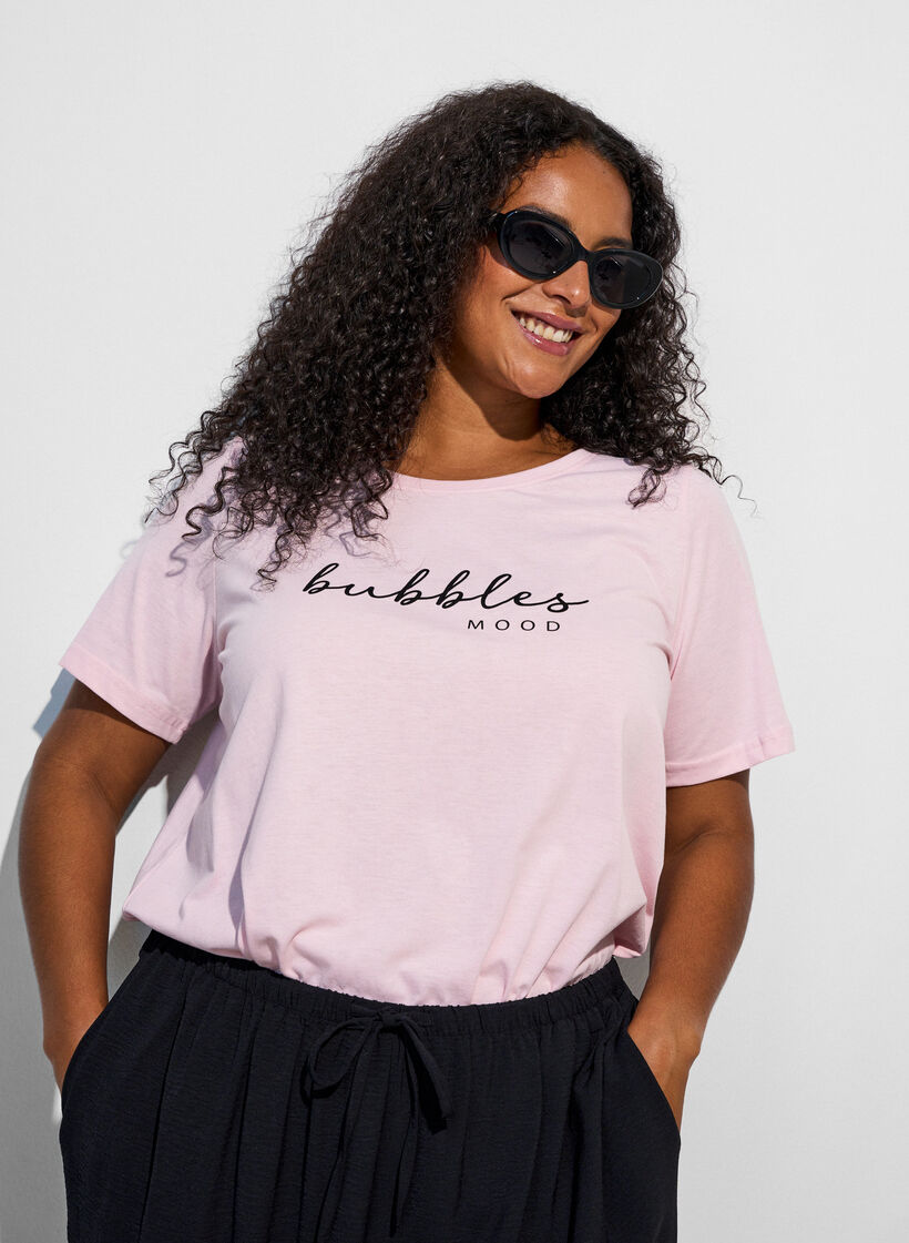 T-Shirt mit Print, Pink, Model image number 0