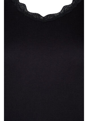 Langarm Bluse mit Spitzendetails, Black, Packshot image number 2