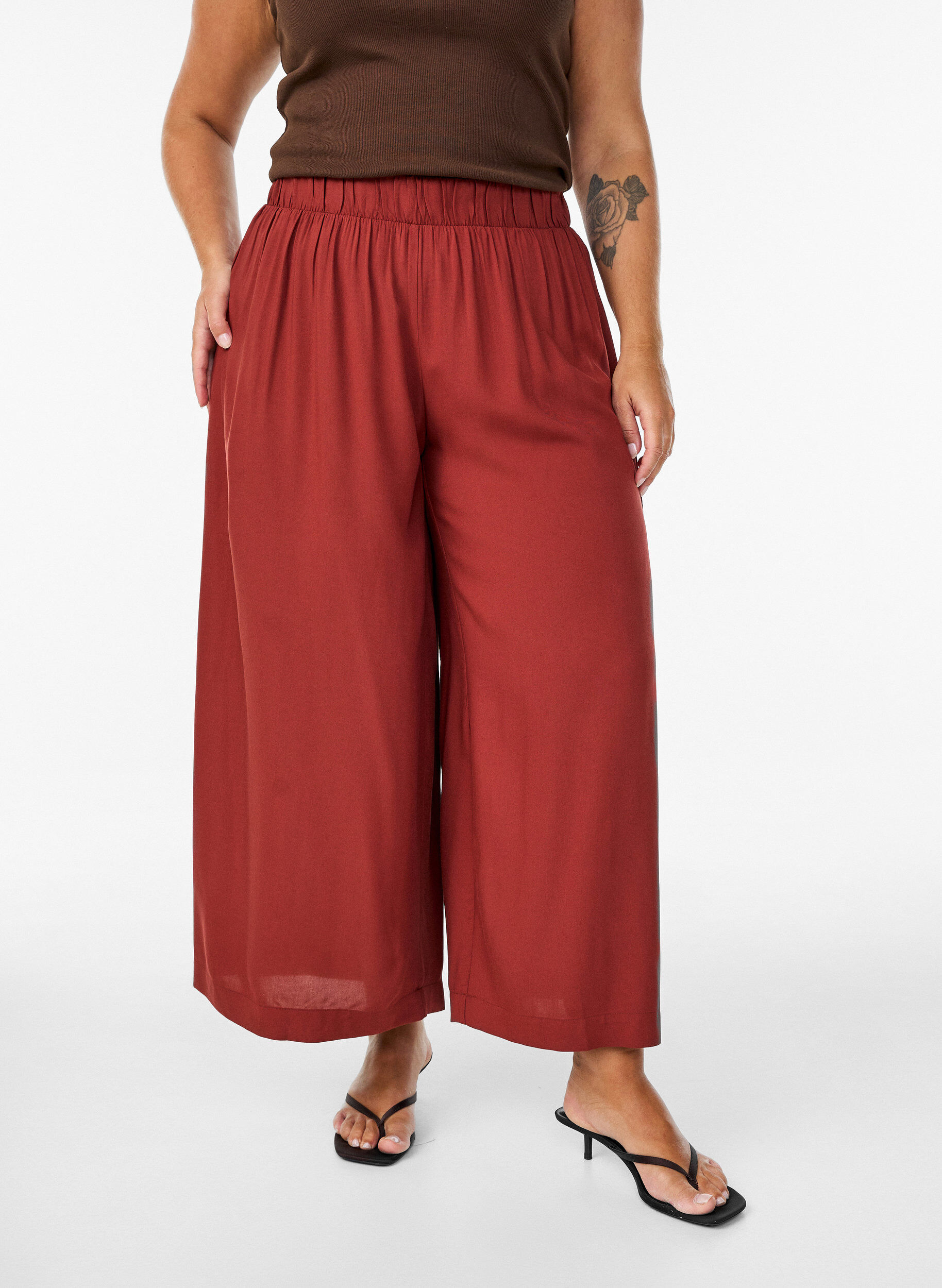 ZizziCulottes aus Viskose mit hoher Taille und weiten Beinen, Rot, Model image number 2