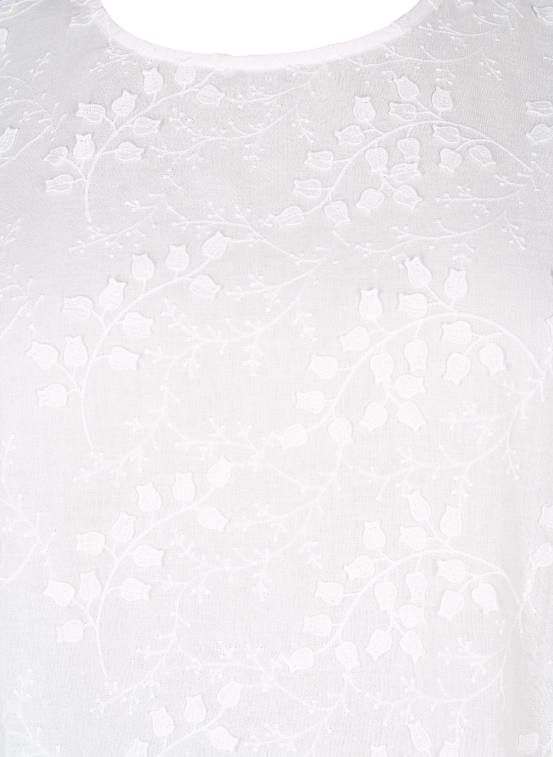 ZizziBluse mit kurzen &Auml;rmeln, Stickerei und Rundhalsausschnitt, Wei&szlig;, Packshot image number 2