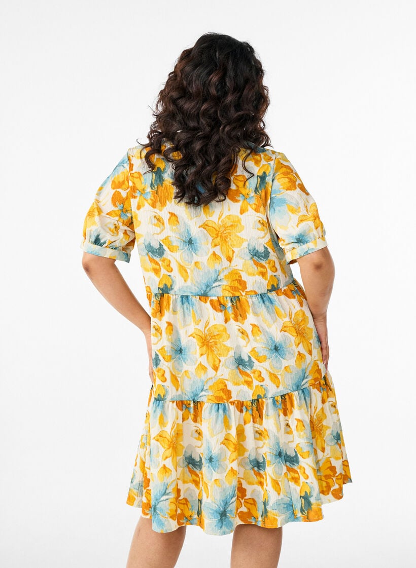 Kurzes A-Linien-Kleid, Gelb, Model image number 2