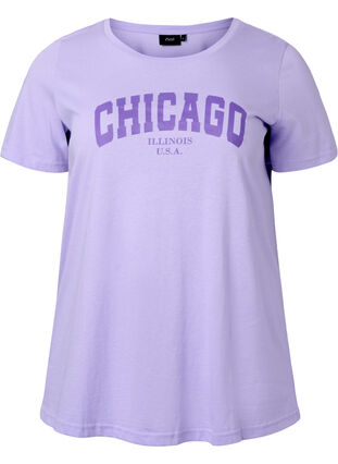 T-Shirt aus Baumwolle mit Textprint, Lavender W. Chicago, Packshot image number 0