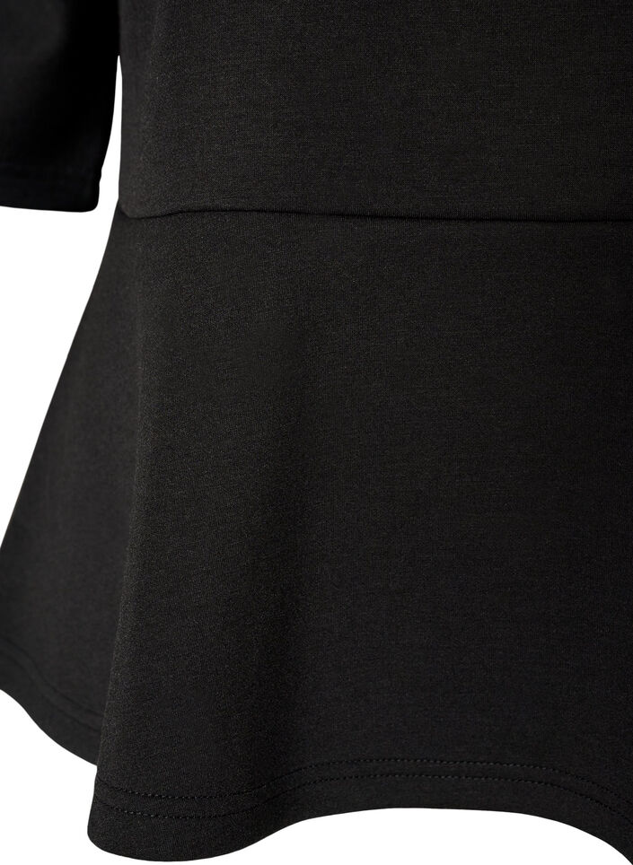 Peplum-Bluse mit ellenbogenlangen &Auml;rmeln, Schwarz, Packshot image number 3