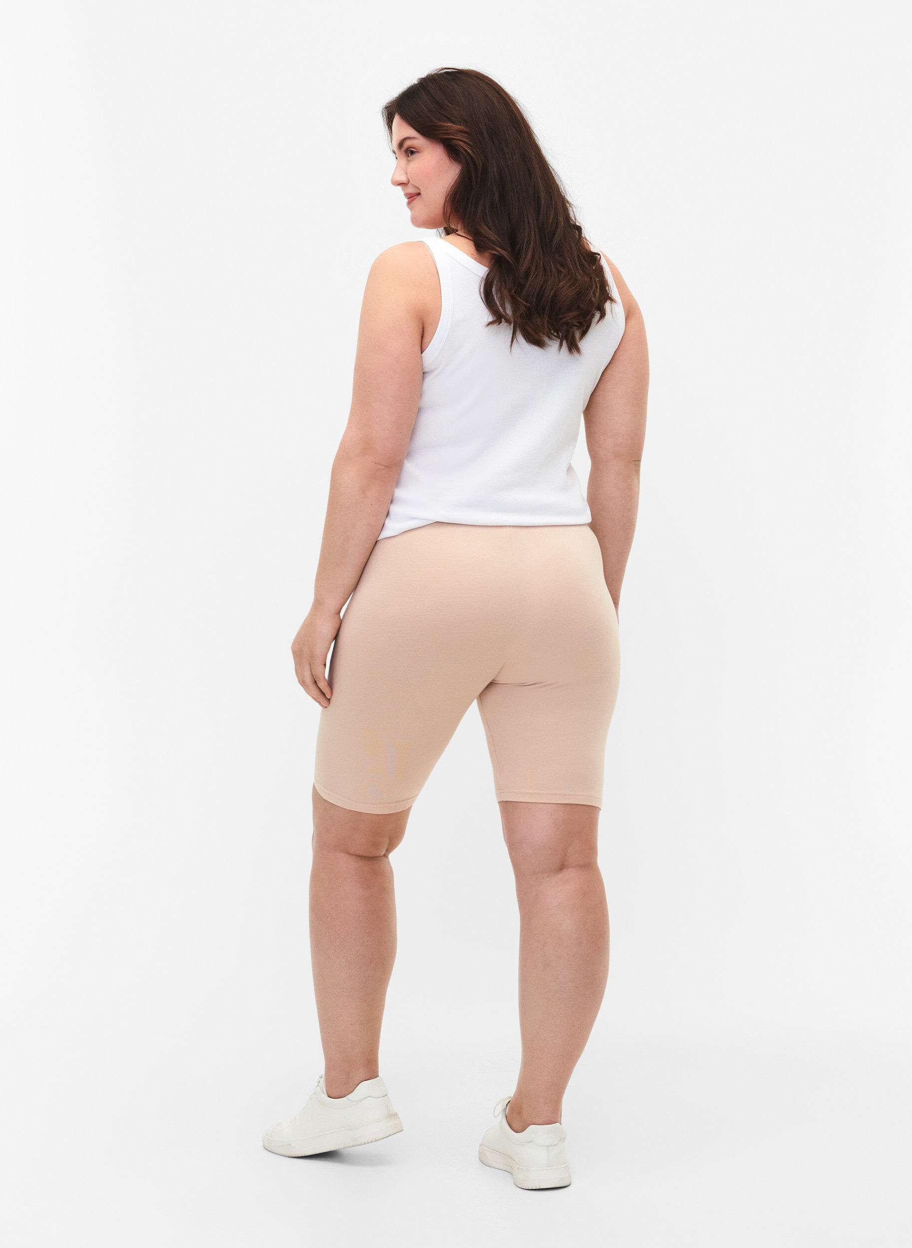 ZizziEinfarbige Basic Radlershorts, Beige, Model image number 2