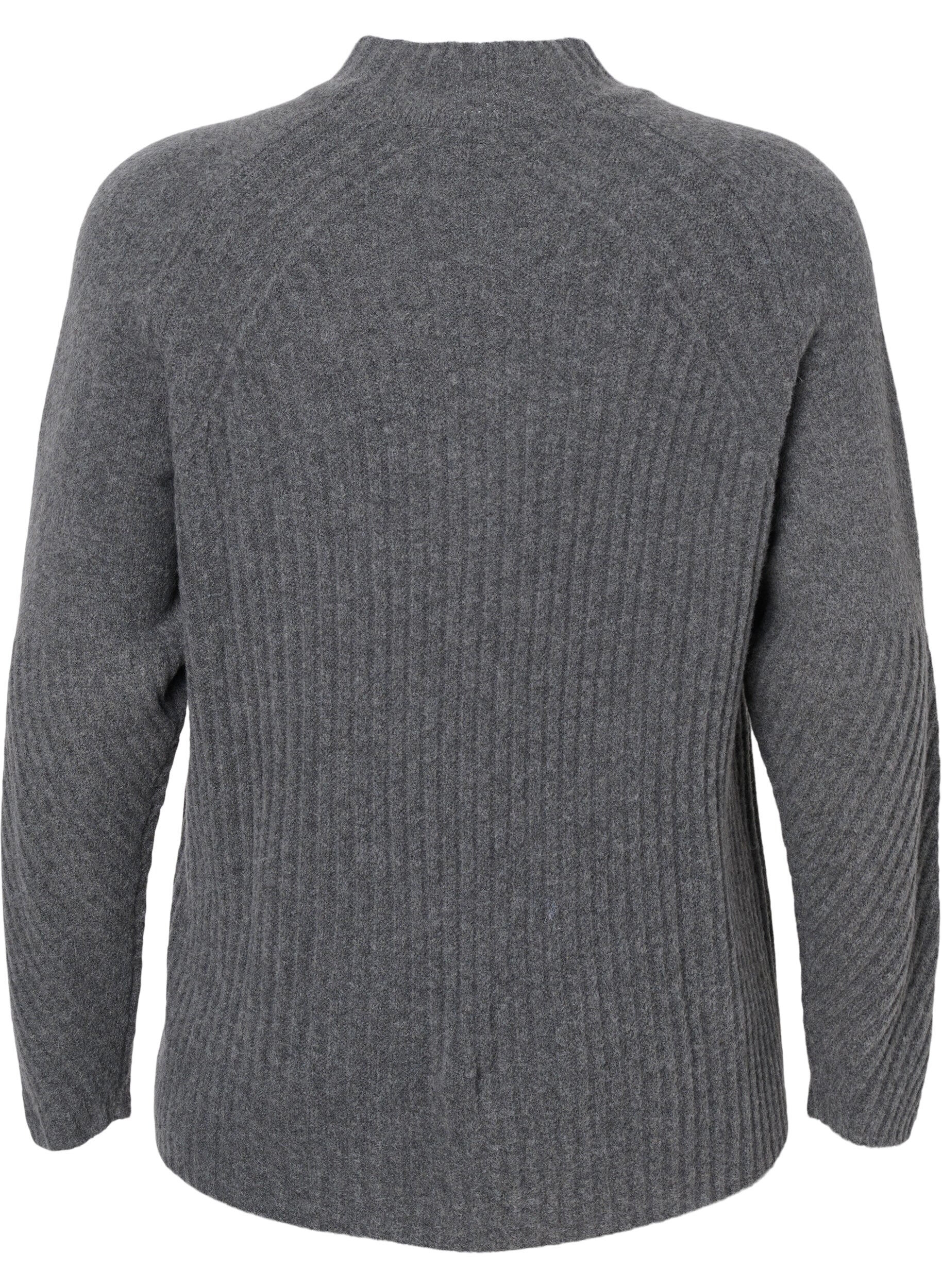 ZizziRollkragenpullover mit Rippstruktur, Dark Grey Melange, Packshot image number 1
