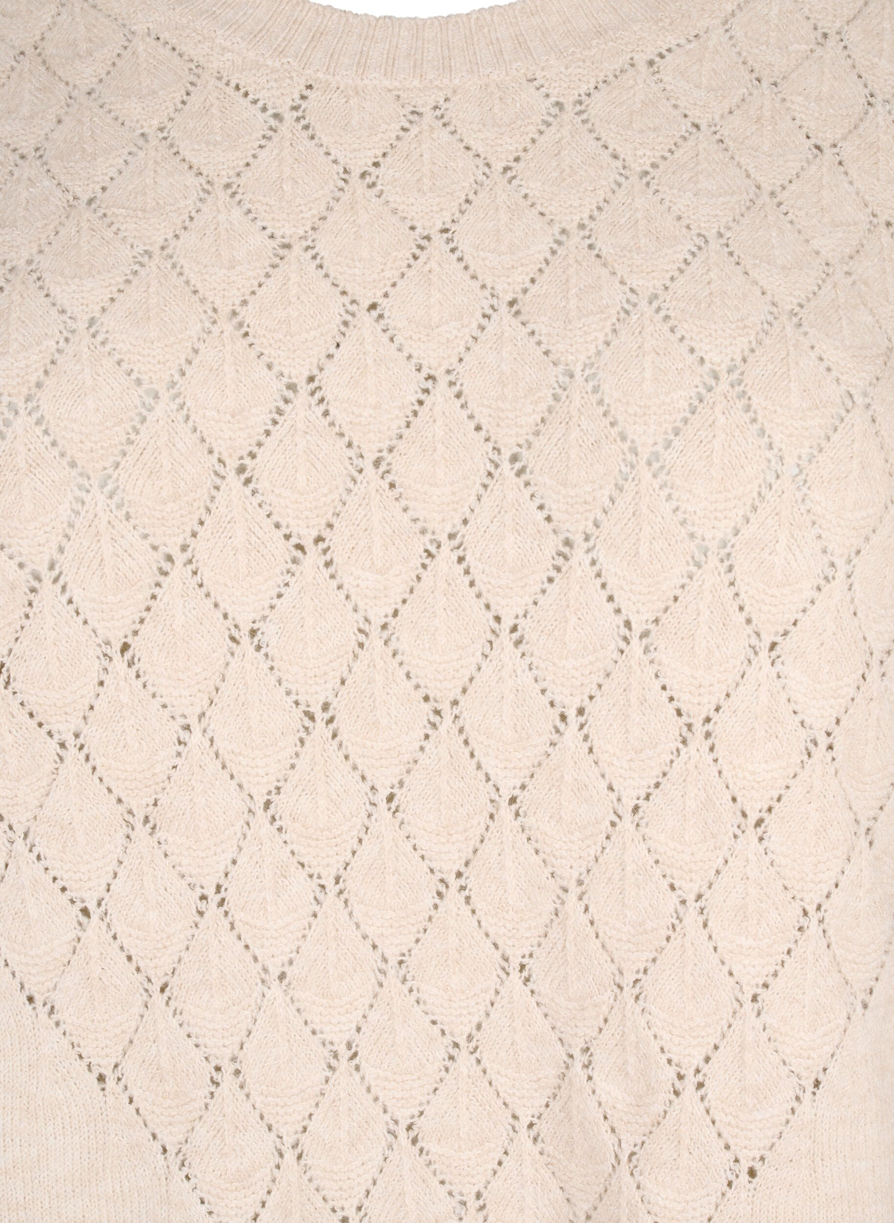 Zizzi Strickbluse mit Spitzenmuster, Pumice Stone Mel., Packshot image number 2