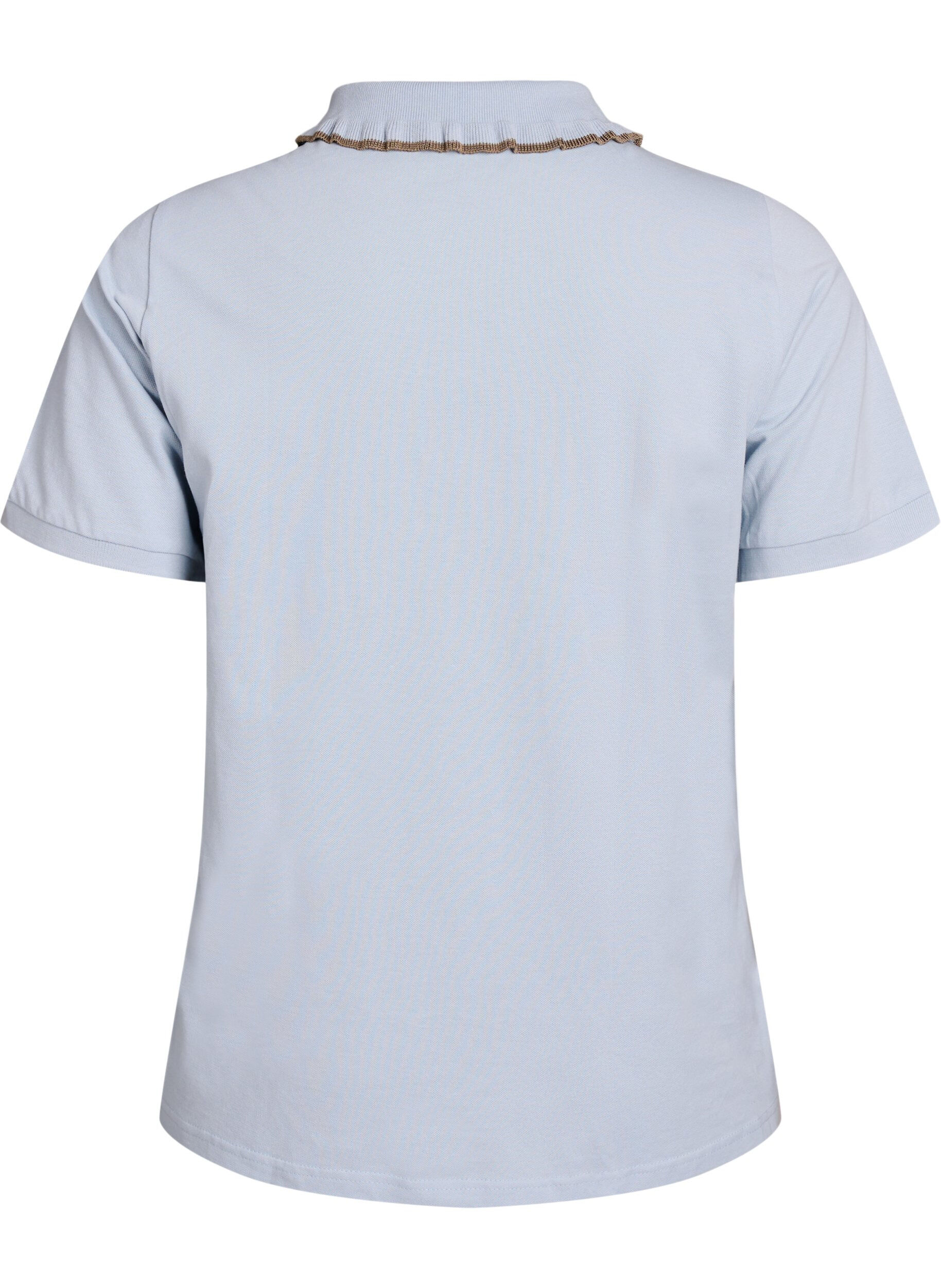 ZizziPoloshirt mit Strasssteinen und R&uuml;schendetails, Blau, Packshot image number 1