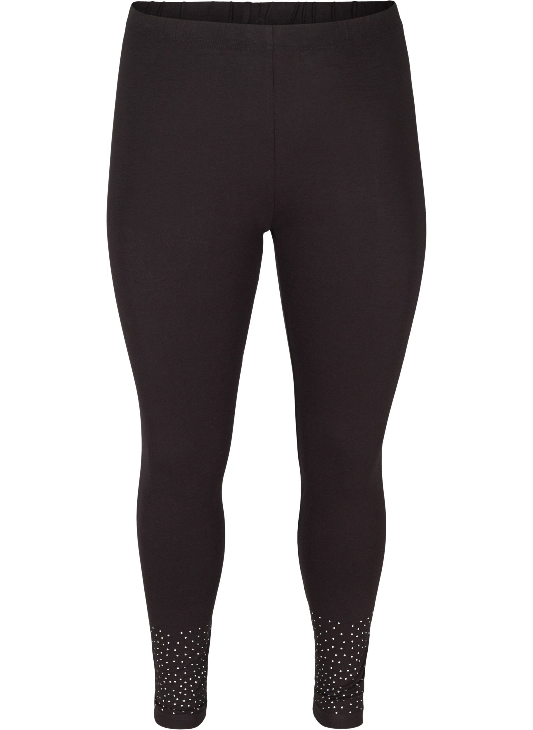 ZizziLeggings aus Viskosemischung mit dekorativen Steinen, Black, Packshot image number 0