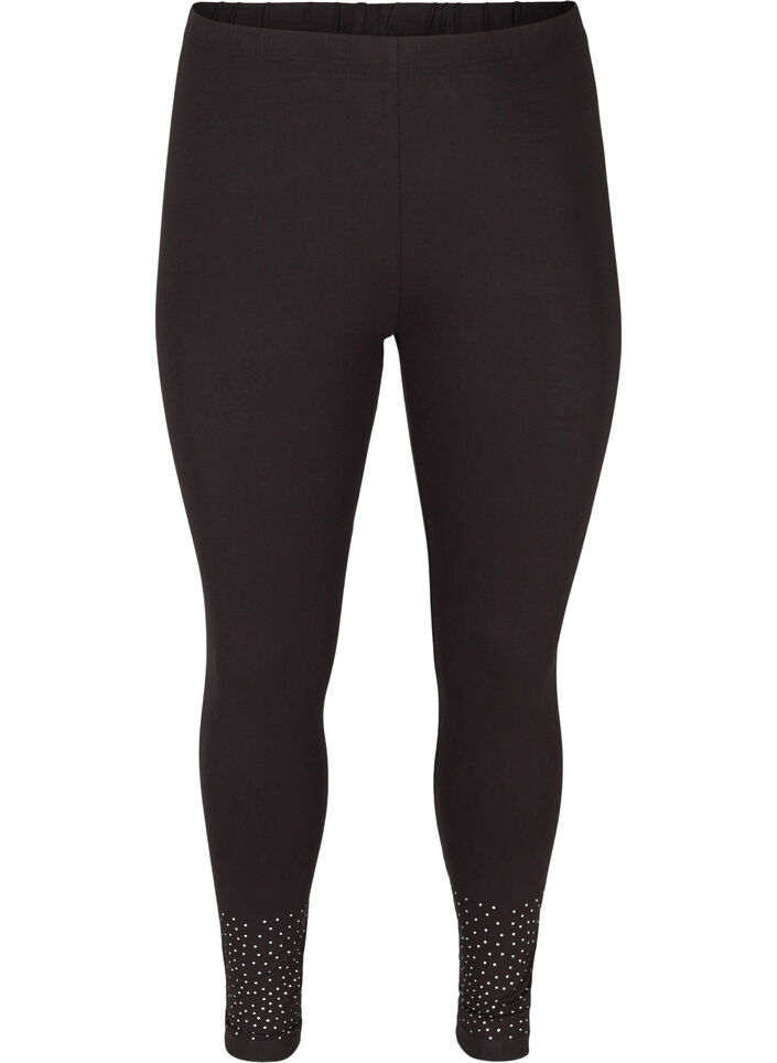 Leggings aus Viskosemischung mit dekorativen Steinen, Black, Packshot image number 0