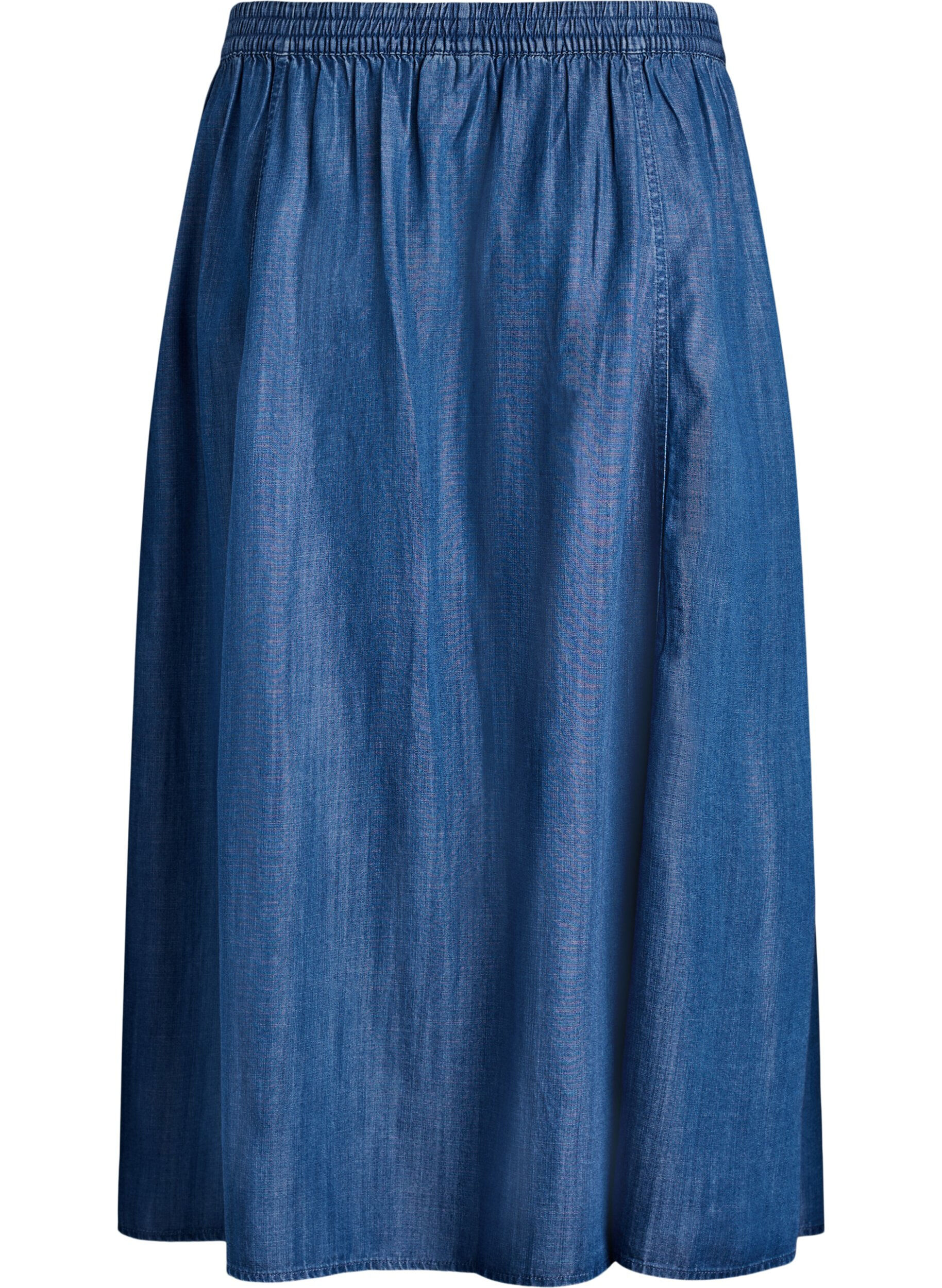 ZizziMaxirock aus Lyocell im Denim-Look, Blau, Packshot image number 1