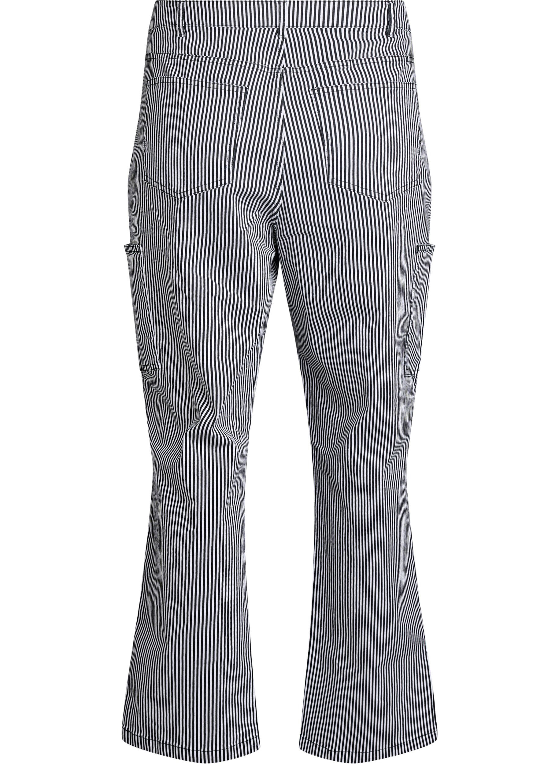 ZizziHoch taillierte Cargojeans mit Streifenmuster, Schwarz, Packshot image number 1