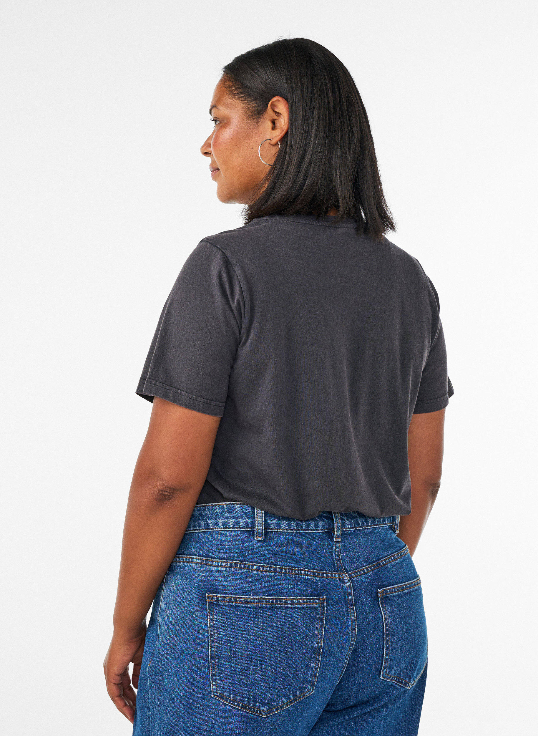ZizziT-Shirt aus Bio-Baumwolle mit Print, Grau, Model image number 2