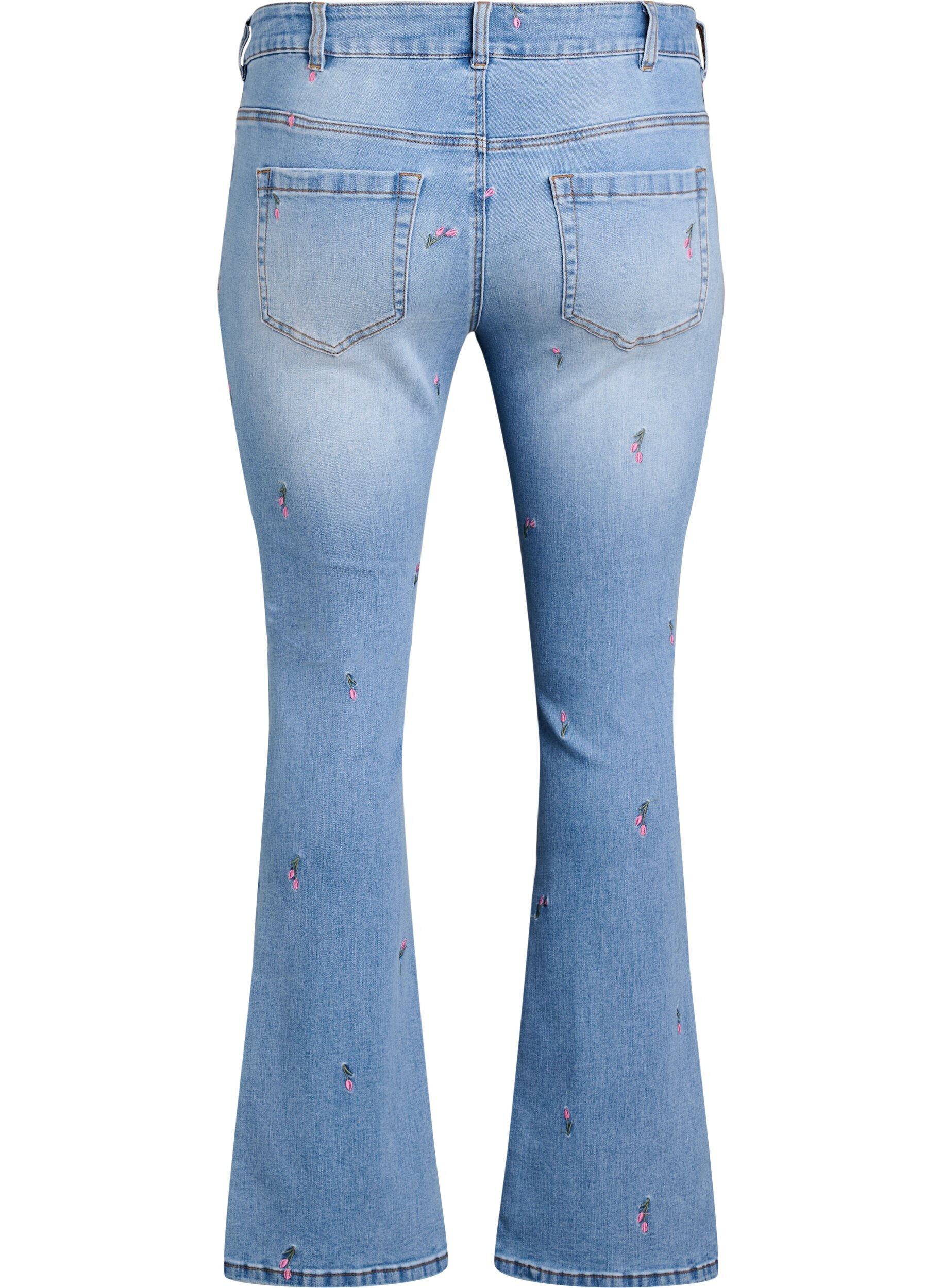 ZizziBootcut Jeans mit gestickten Blumen, Blau, Packshot image number 1