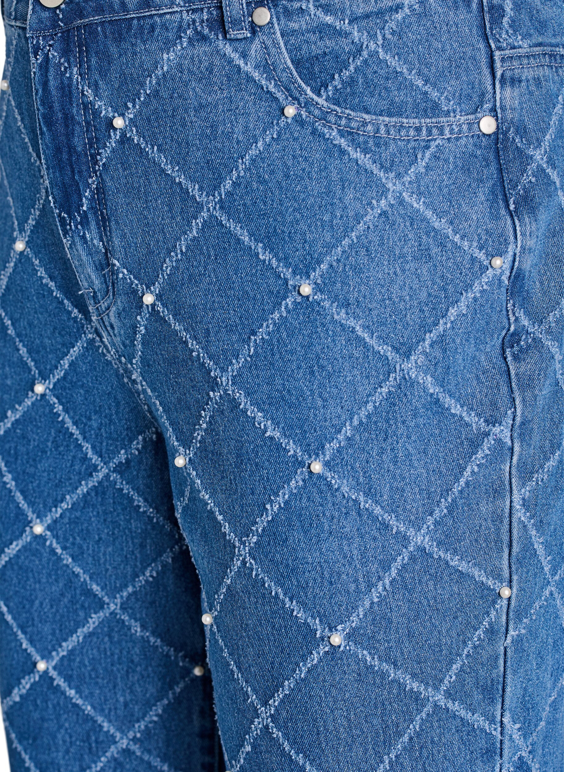 ZizziKiana Jeans mit hoher Taille und abgenutzter Optik, Blau, Packshot image number 2