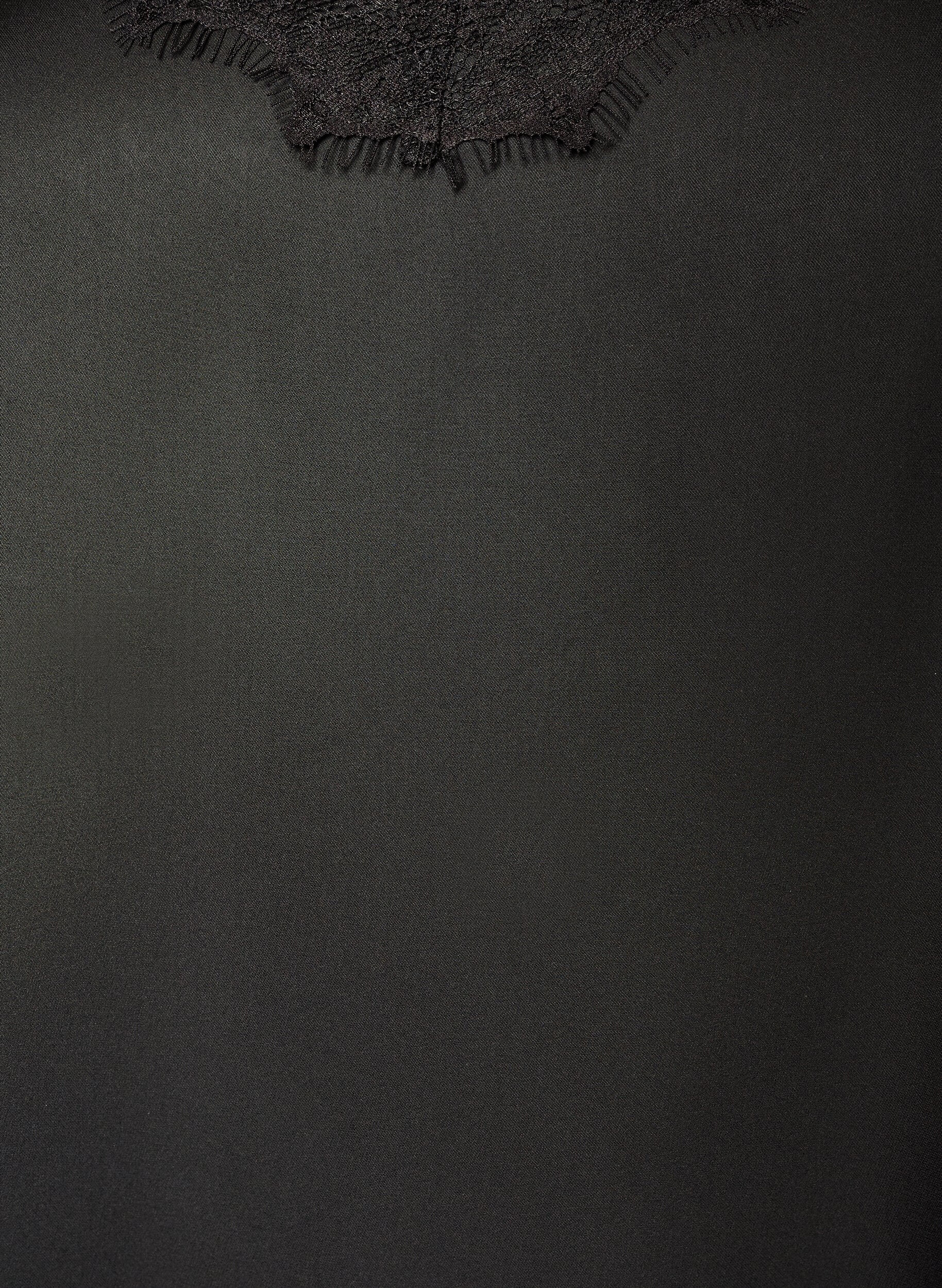 ZizziTop aus Satin mit Spitzen und asymmetrischem Saum, Schwarz, Packshot image number 2