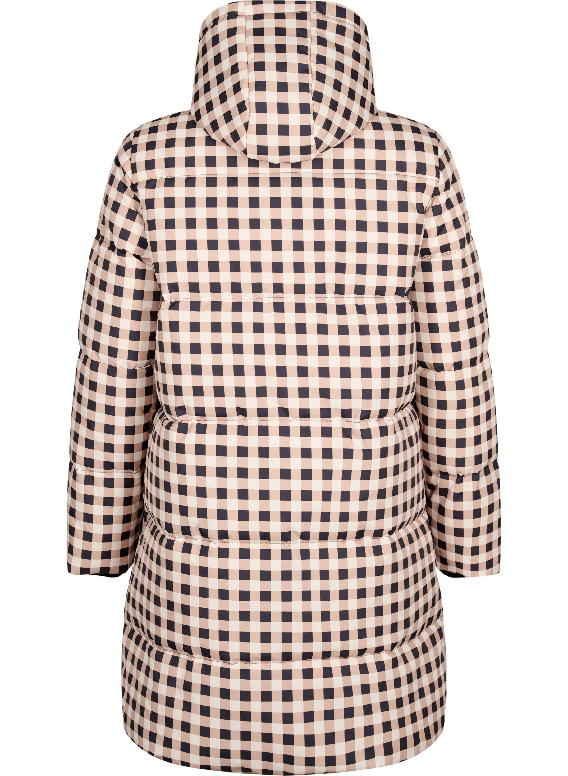 ZizziKarierte Puffer-Winterjacke, Black w. Nomad Check, Packshot image number 1