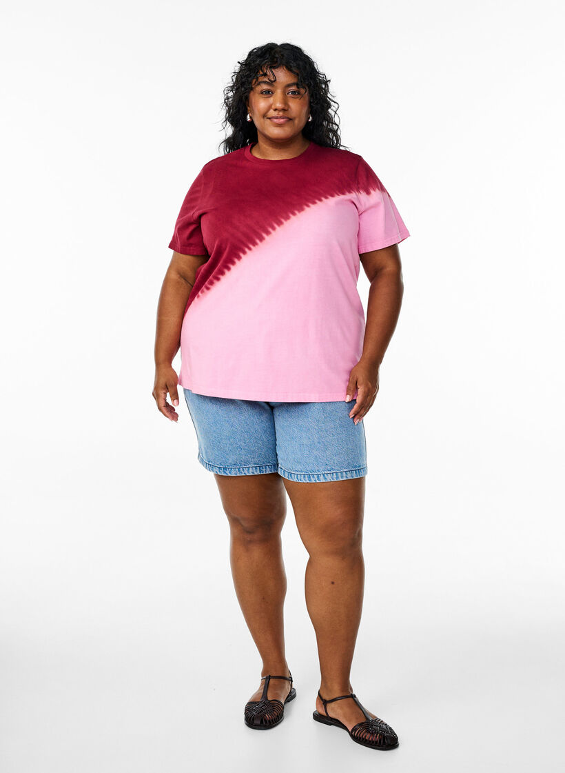 Dip-Dye-T-Shirt aus Bio-Baumwolle, Rot, Model image number 1