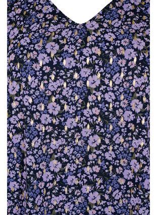 Geblümte Bluse mit langen Ärmeln und V-Ausschnitt, Purple Ditzy Flower, Packshot image number 2