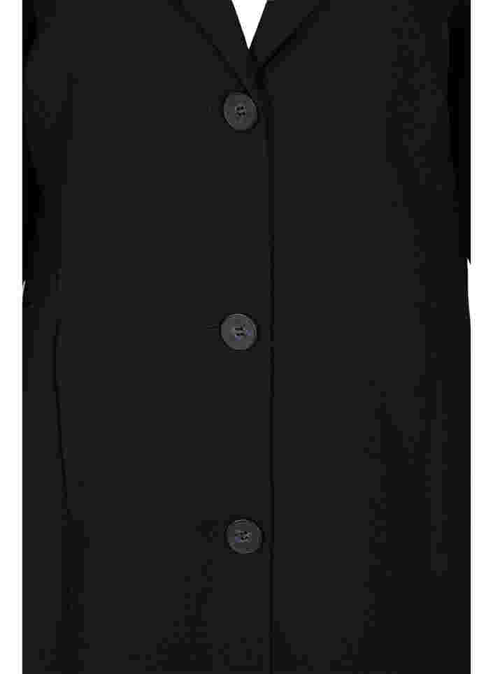 Langer Mantel mit Knopfverschluss, Black, Packshot image number 2