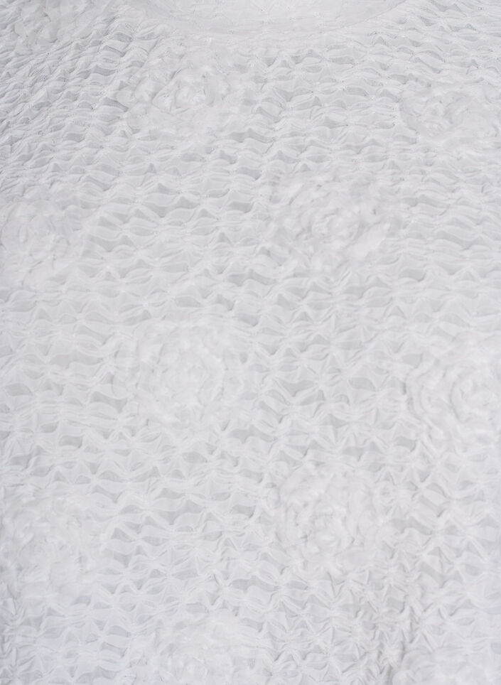 Bluse mit 3D-Blumen und kurzen Ärmeln, Weiß, Packshot image number 2