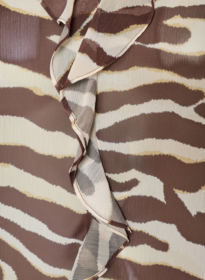 Chiffonbluse mit Zebramuster und R&uuml;schen, Braun, Packshot image number 3