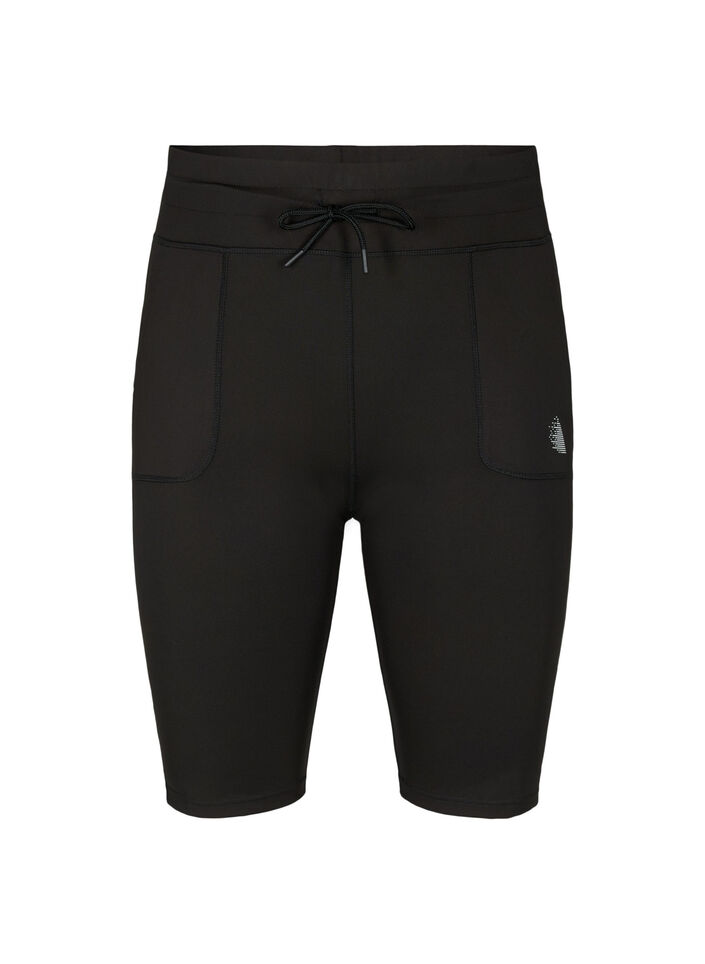 Eng anliegende Trainingsshorts mit Taschen, Schwarz, Packshot image number 0