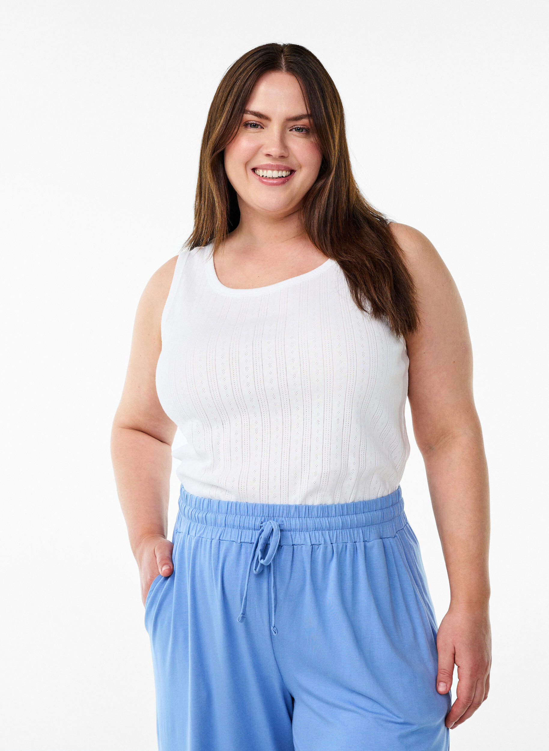 ZizziNachthemd aus Bio-Baumwolle mit Strukturmuster, Wei&szlig;, Model image number 0