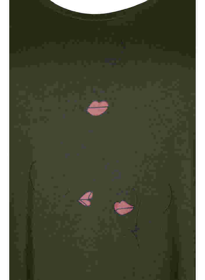 Kurzarm-Baumwollnachthemd mit Aufdruck, Forest Night W. Face, Packshot image number 2