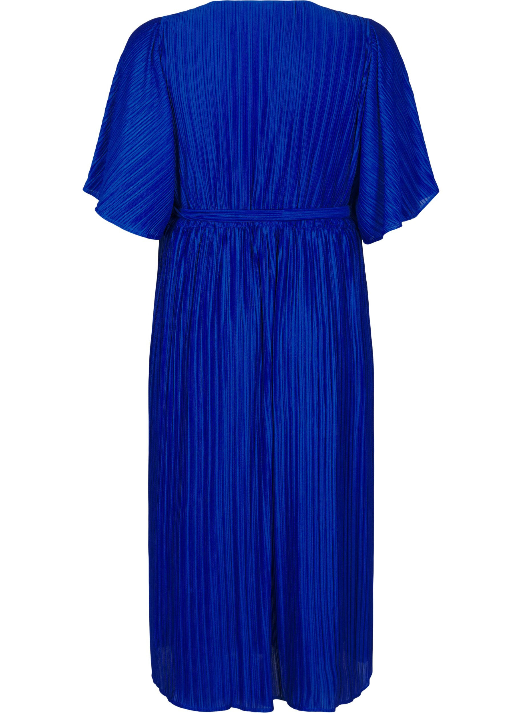 ZizziMidikleid mit Plisseefalten und Fledermaus&auml;rmeln, Blau, Packshot image number 1