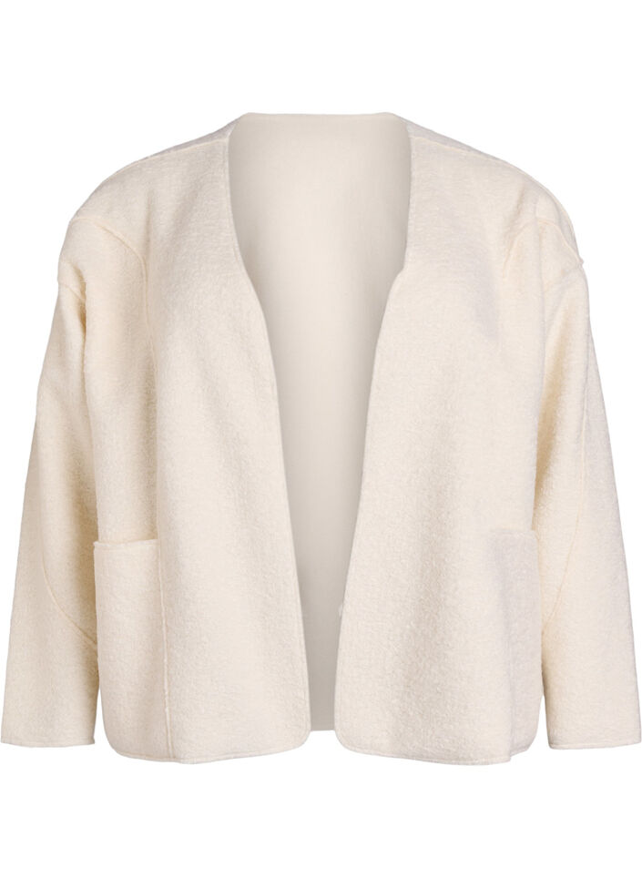 Lockere Strickjacke mit Taschen, Vanille, Packshot image number 0