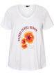 T-Shirt aus Baumwolle mit Frontprint und V-Ausschnitt, Wei&szlig;, Packshot image number 0