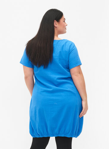 Kurzarm Kleid aus Baumwolle, French Blue, Model image number 1