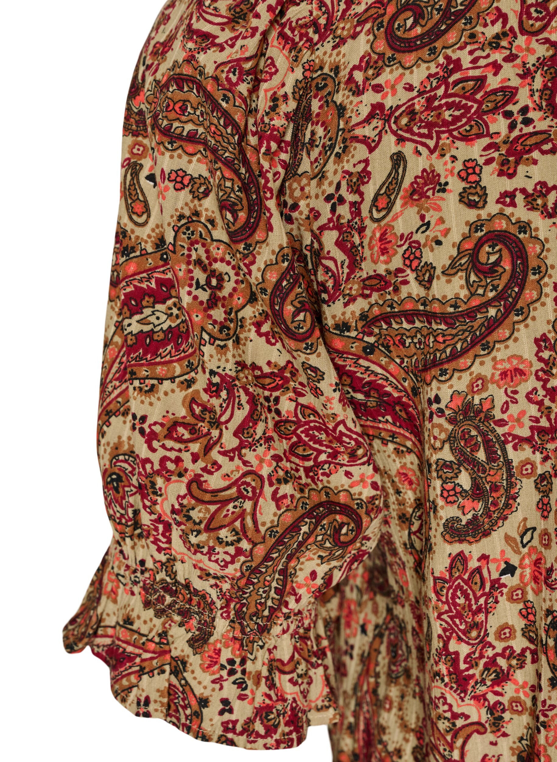 ZizziViskose-Bluse mit Paisley-Print und eckigem Ausschnitt, Braun, Packshot image number 3