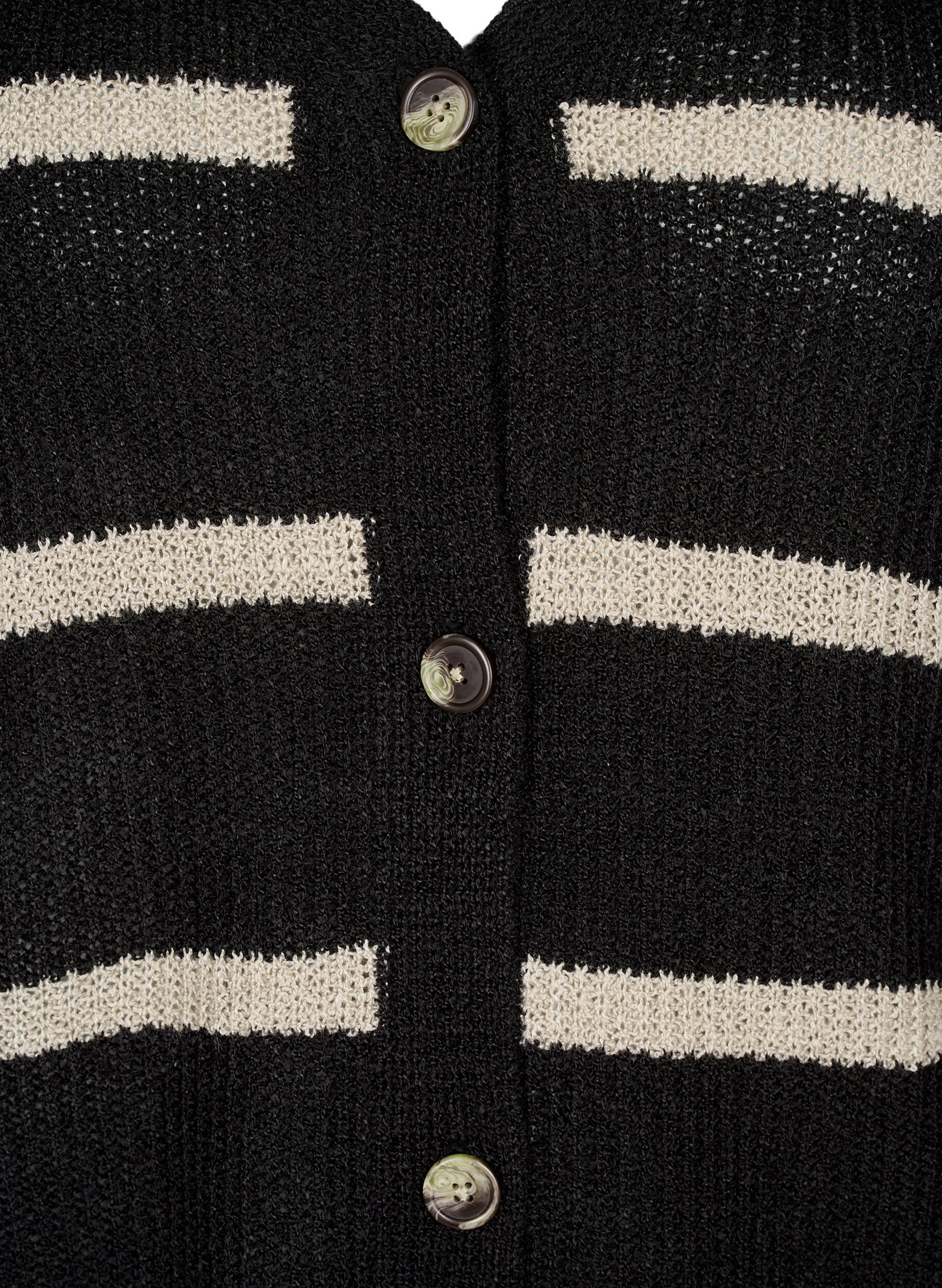 ZizziFLASH - Gestreifter Strickcardigan mit Kn&ouml;pfen, Schwarz, Packshot image number 2