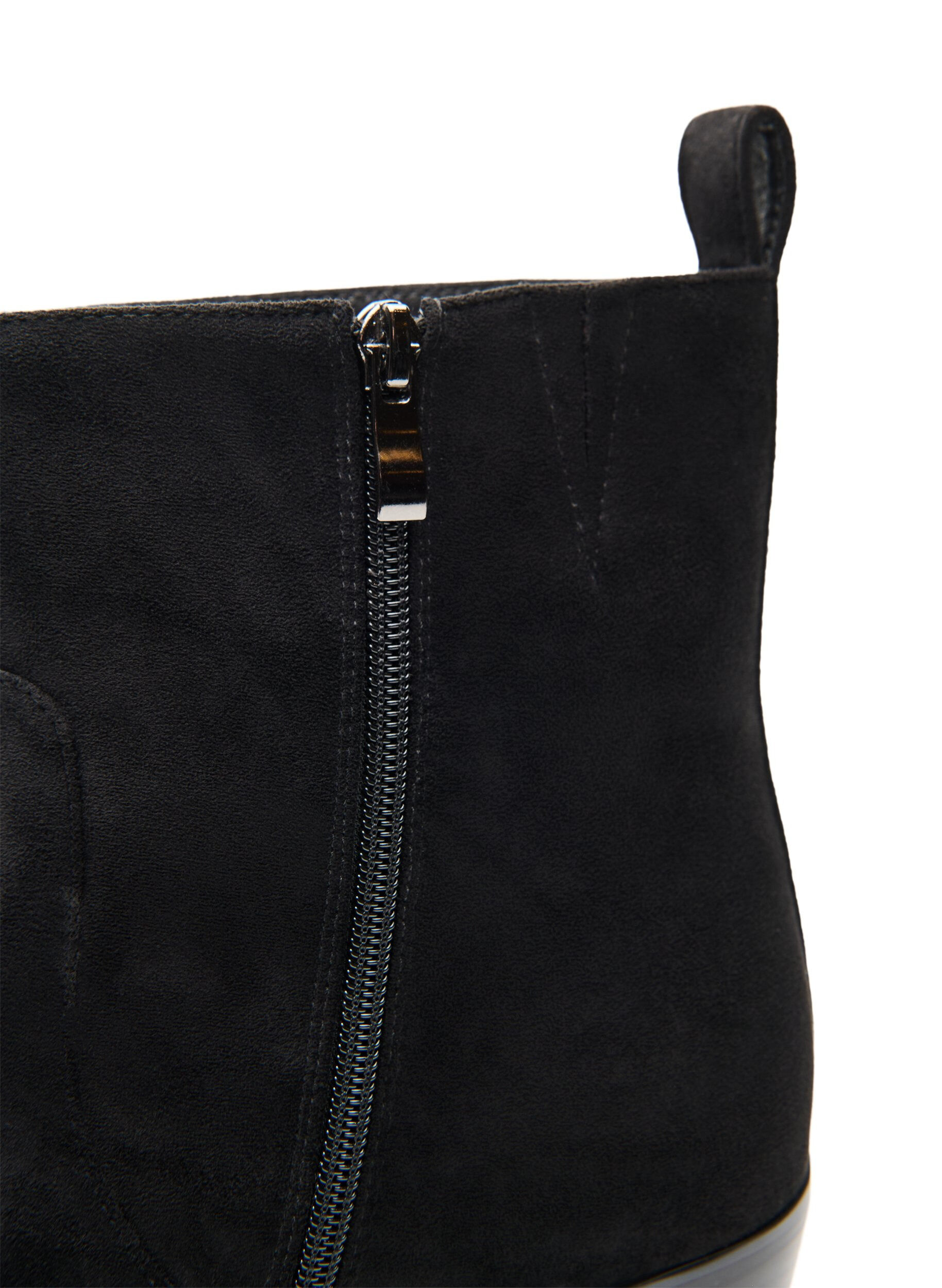 ZizziLanger Stiefel in Wildlederoptik mit abnehmbarem Schaft, Schwarz, Packshot image number 5