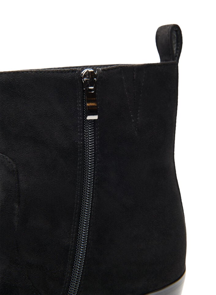 Langer Stiefel in Wildlederoptik mit abnehmbarem Schaft, Schwarz, Packshot