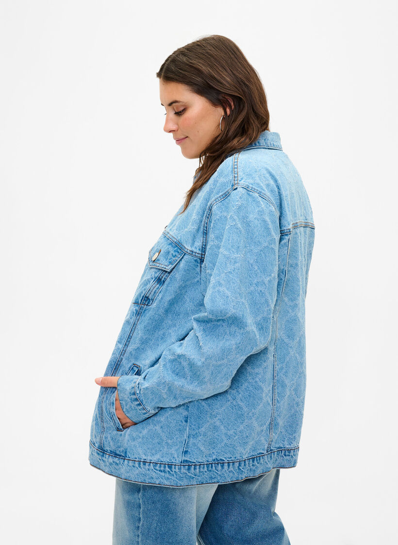 Denim-Jacke mit Destroyed-Muster, Blue denim, Model image number 1