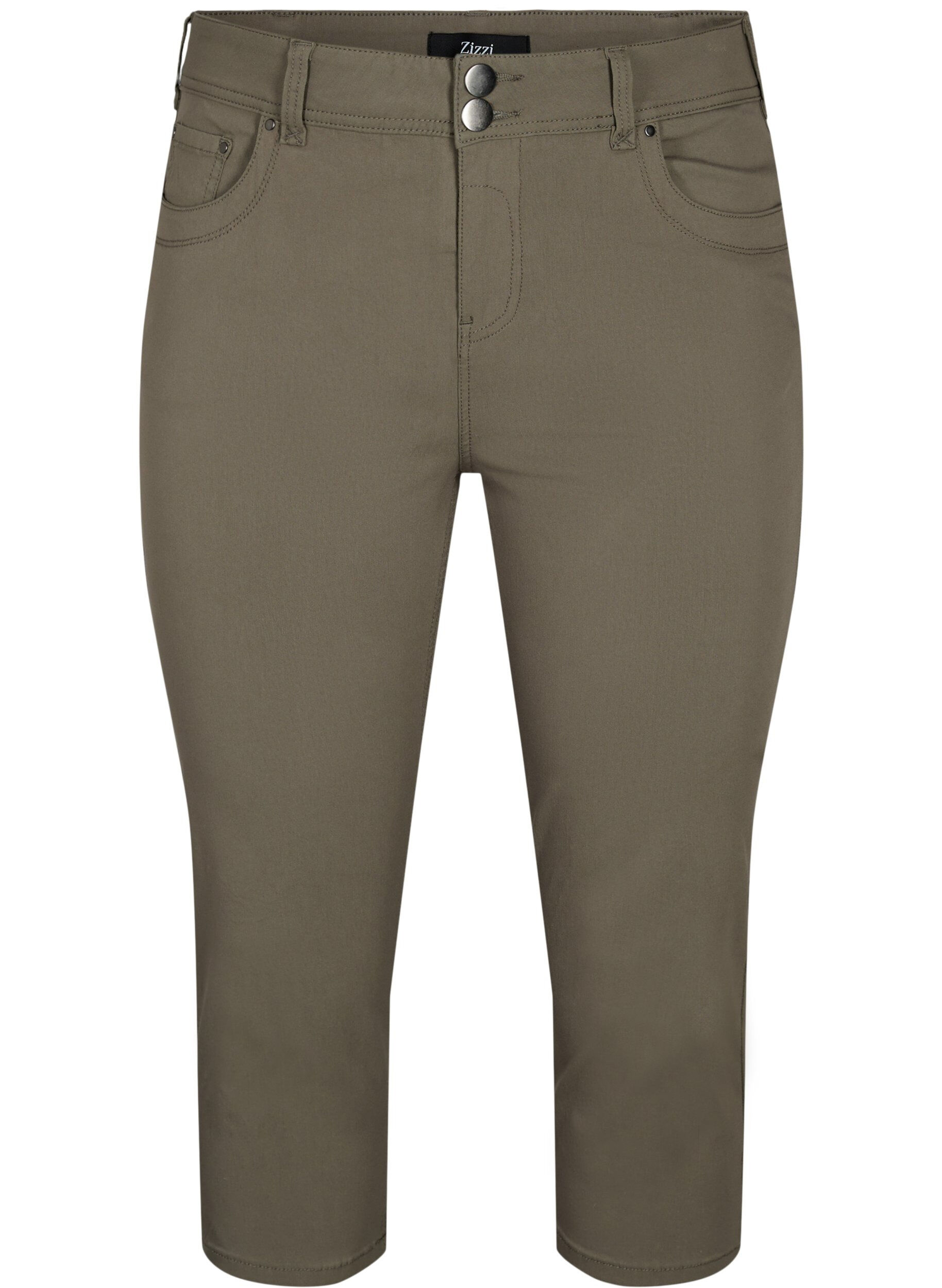 ZizziEng anliegende Capri-Hose aus einer Viskosemischung, Dusty Olive, Packshot image number 0