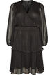 Knielanges Kleid mit transparenten Streifen und Wickeleffekt, Schwarz, Packshot image number 0