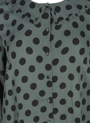 Lange Hemdbluse aus Viskose mit Punkten, Thyme Dot, Packshot image number 2