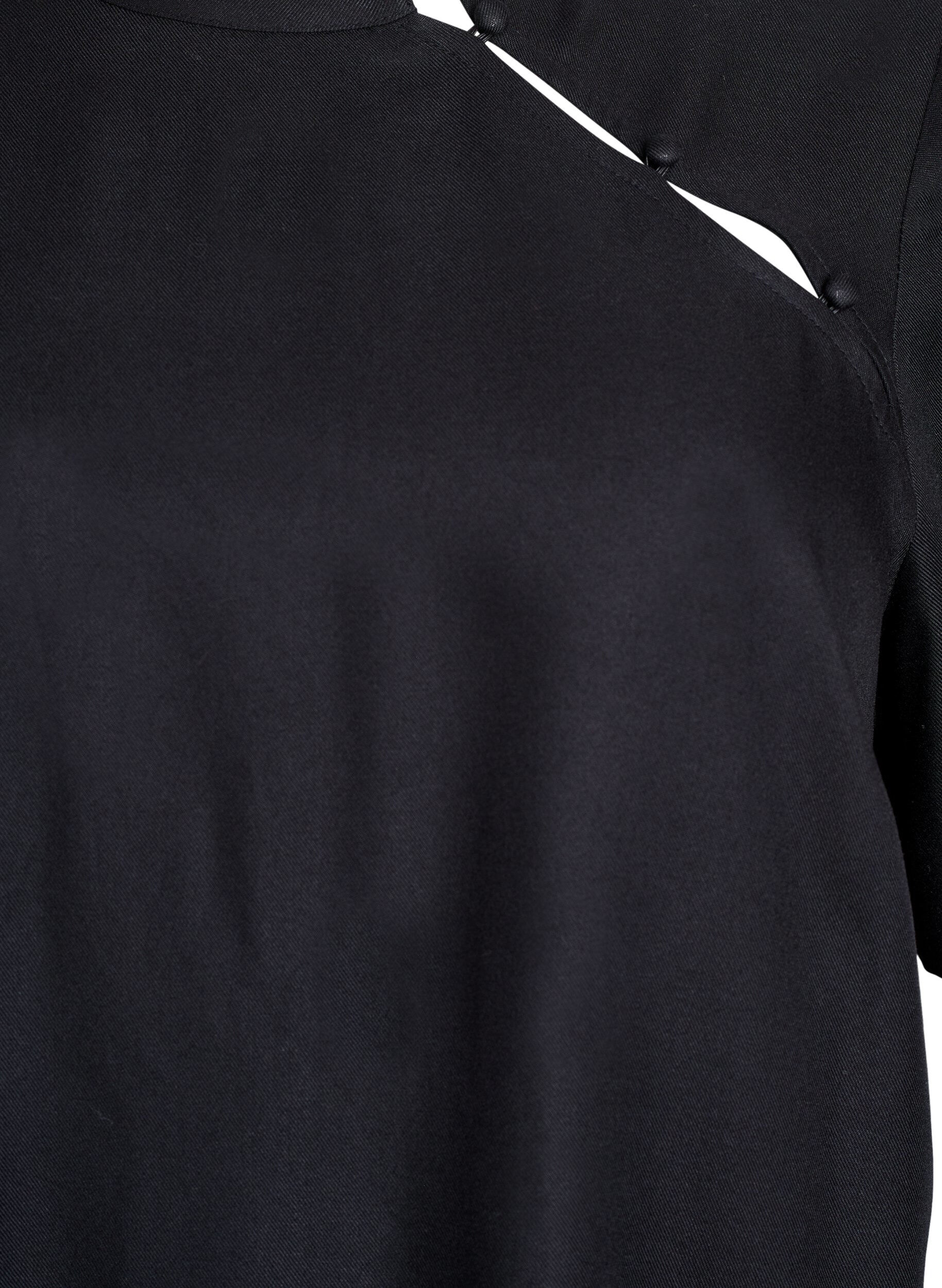 ZizziKurzarmbluse mit diagonaler Knopfleiste, Schwarz, Packshot image number 2
