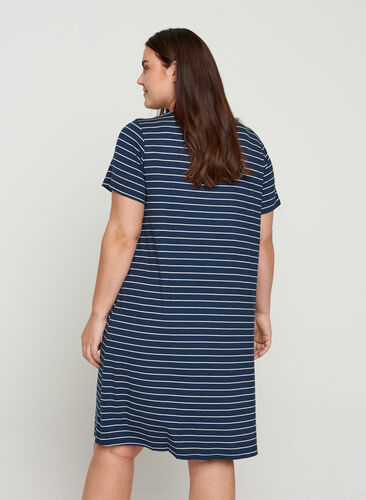 Kleid mit kurzen Ärmeln, Mood Indigo Stripe, Model image number 1