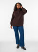 Strickpullover mit hohem Kragen und Rei&szlig;verschluss, Braun, Model image number 1