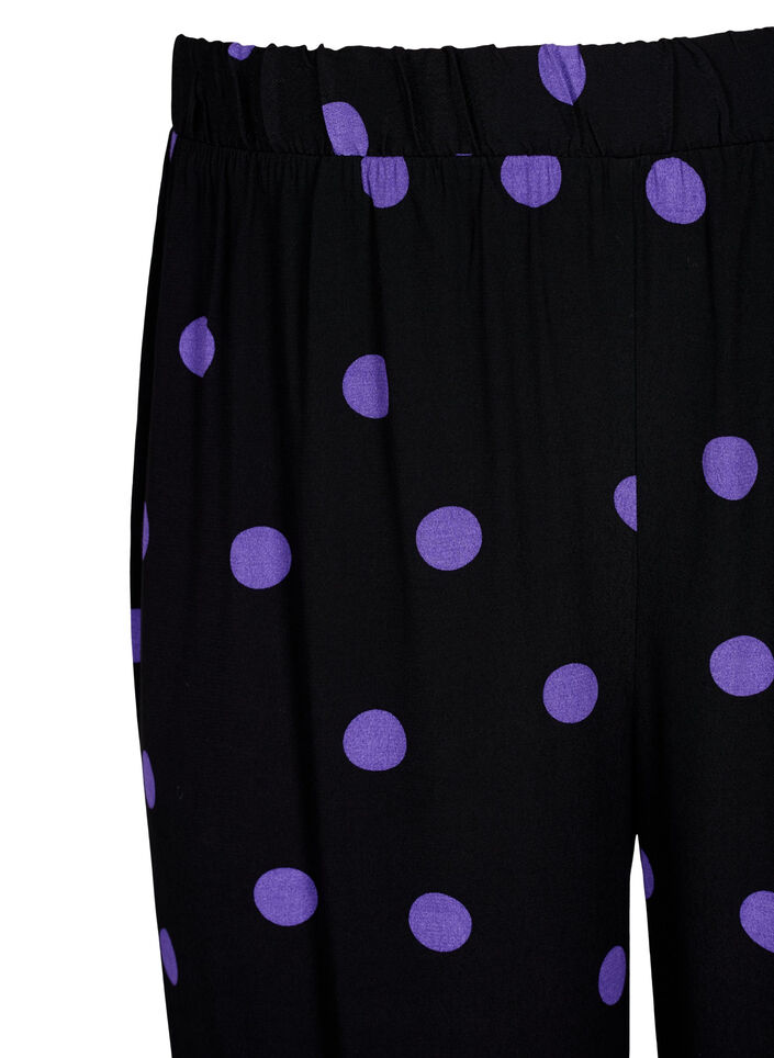 Viskosehose mit Punkten, Black w. Purple Dot, Packshot image number 2
