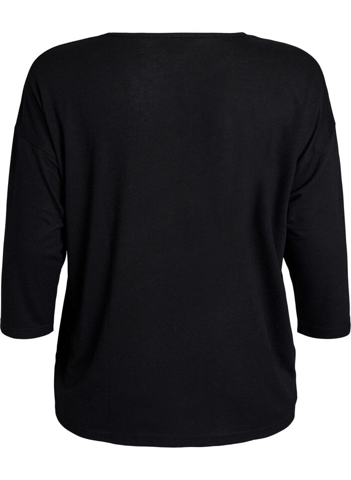 Bluse aus Jersey mit 3/4-&Auml;rmeln , Schwarz, Packshot image number 1