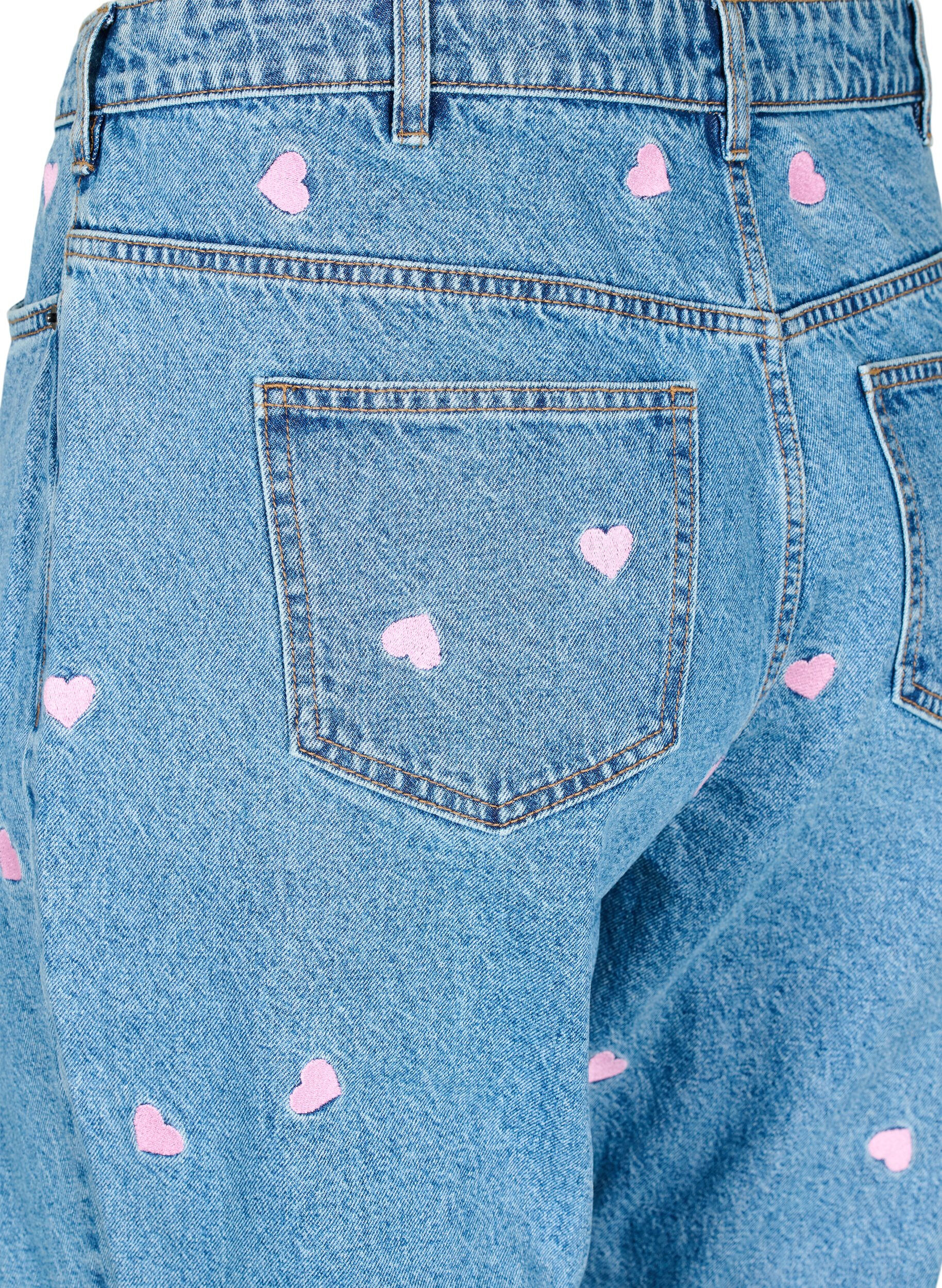ZizziHigh-Waist-Jeans Gemma mit Herzen, Blau, Packshot image number 3