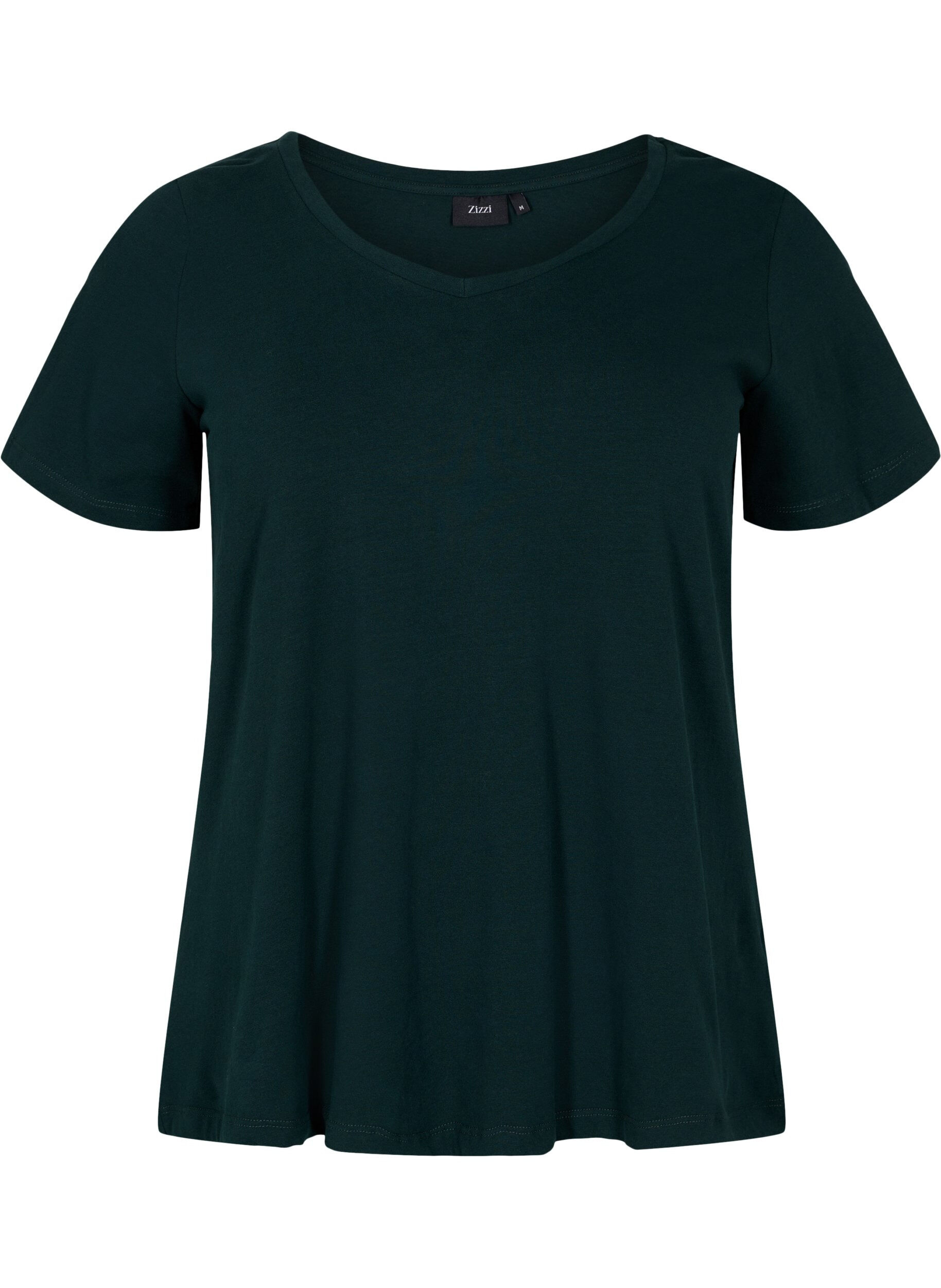 ZizziEinfarbiges basic T-Shirt aus Baumwolle, Gr&uuml;n, Packshot image number 0