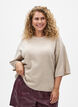 Locker sitzende Strickshirt mit kurzen &Auml;rmeln, Beige, Model image number 0