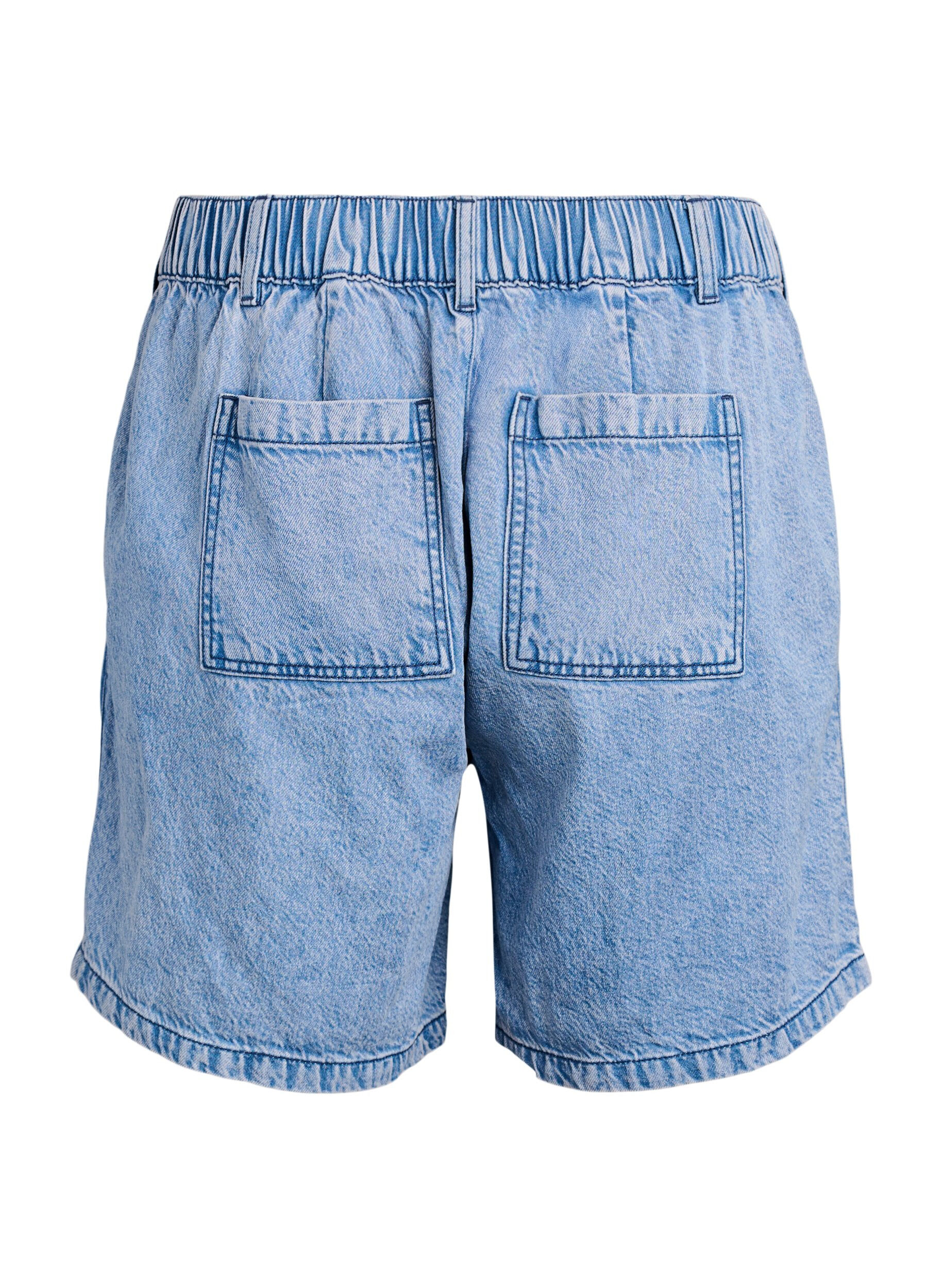 ZizziLocker geschnittene Jeansshorts mit hoher Taille, Blau, Packshot image number 1