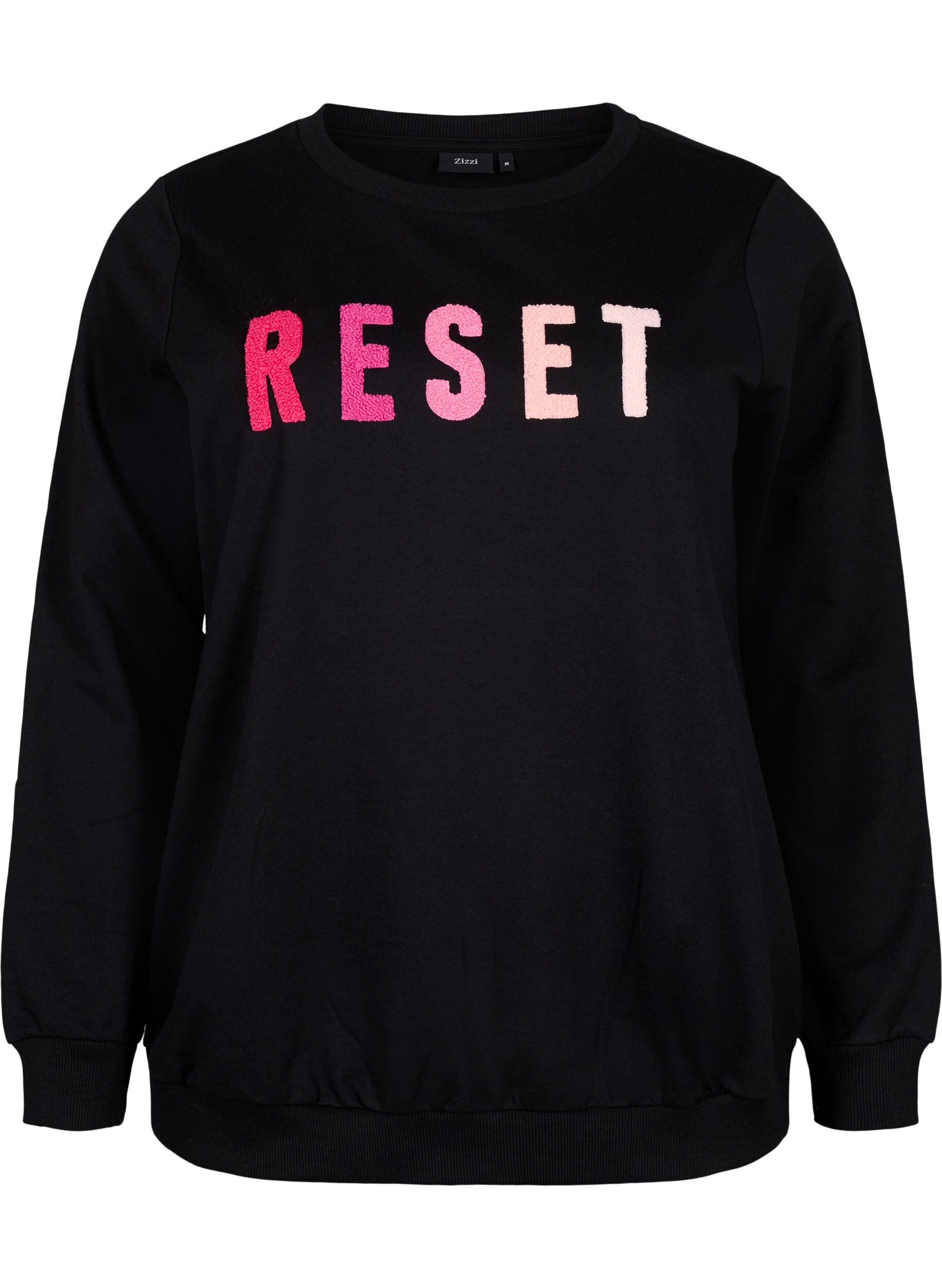 ZizziSweatshirt mit Text, Black W. Reset, Packshot image number 0